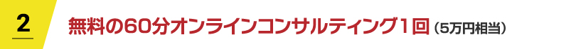 無料の60分オンラインコンサルティング1回（5万円相当）